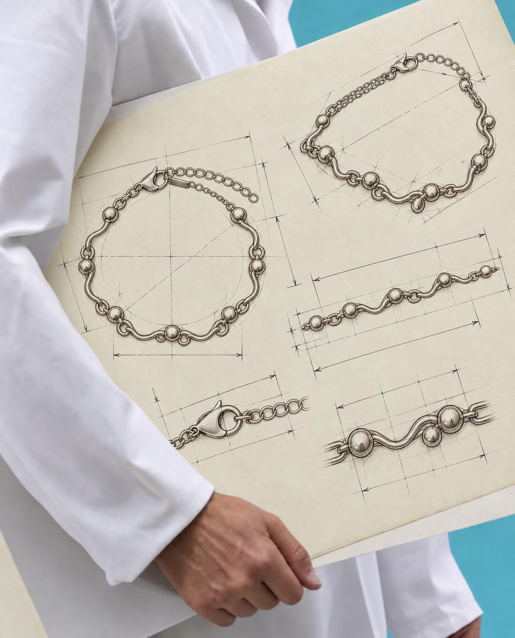 Pulsera Dorada con Diseño de Ondas y Bolitas — Elegante y Minimalista para Mujer
