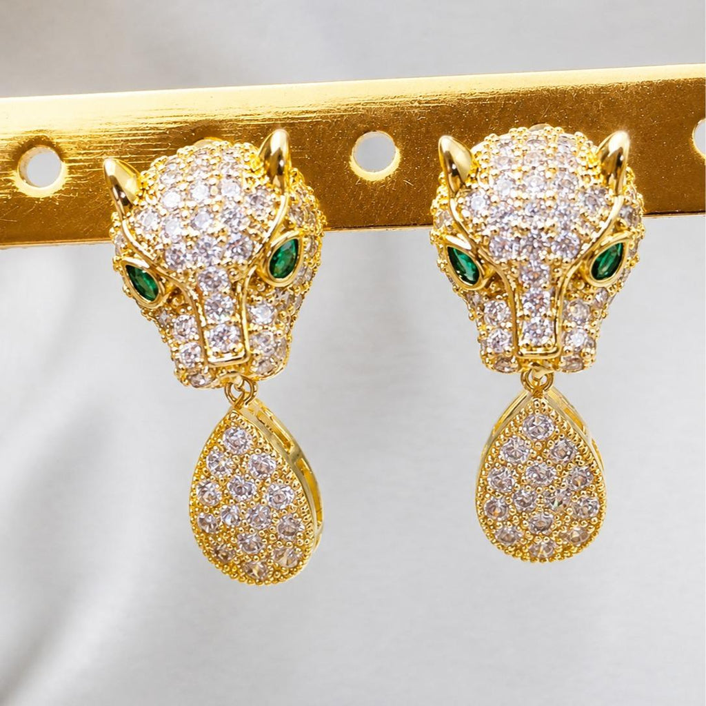 Aretes Lujo Leopardo Zirconias Gotas Brillantes para Fiesta SUY