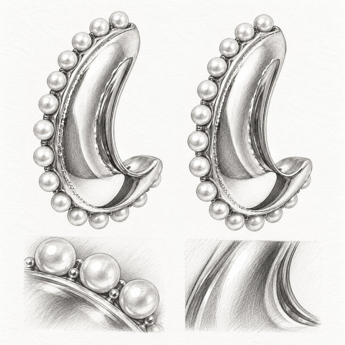 Pendientes tipo aro C dorados con perlas, diseño elegante de joyería para mujer SUY