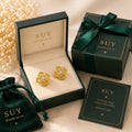 Aretes flor de rosa dorados con circonia brillante, joyería elegante para mujer SUY