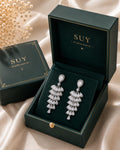 Sin níquel / Antialérgico, Aretes largos de borla con circonita en forma de gota, aretes elegantes para fiesta y boda SUY