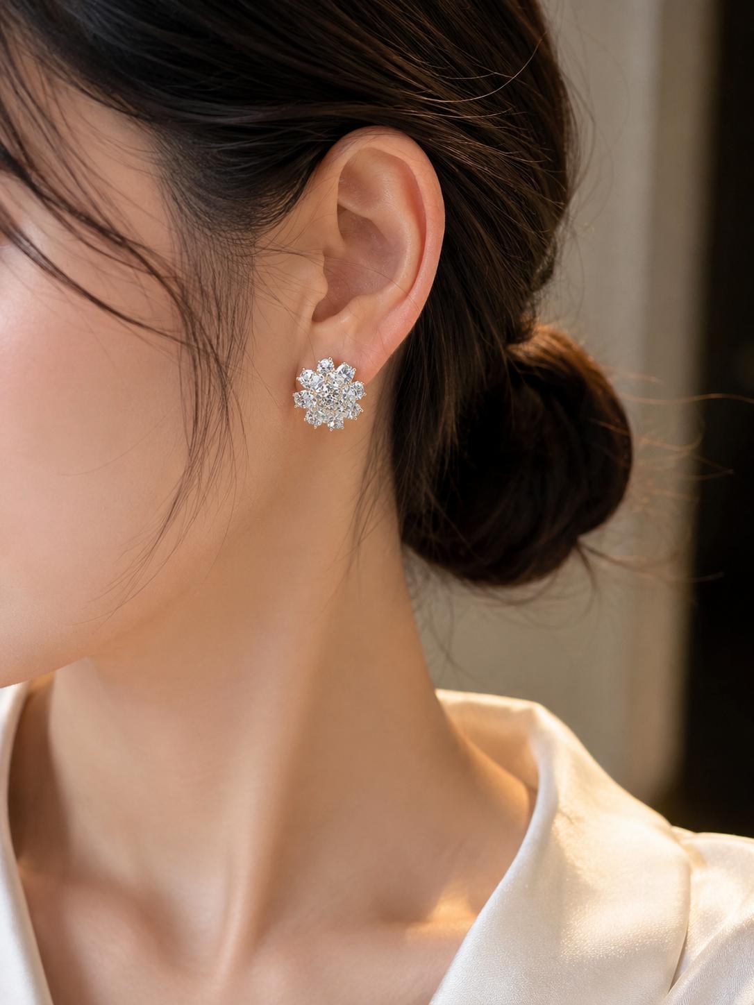 Pendientes cluster de circonita brillante SUY, aretes lujosos para mujer de fiesta