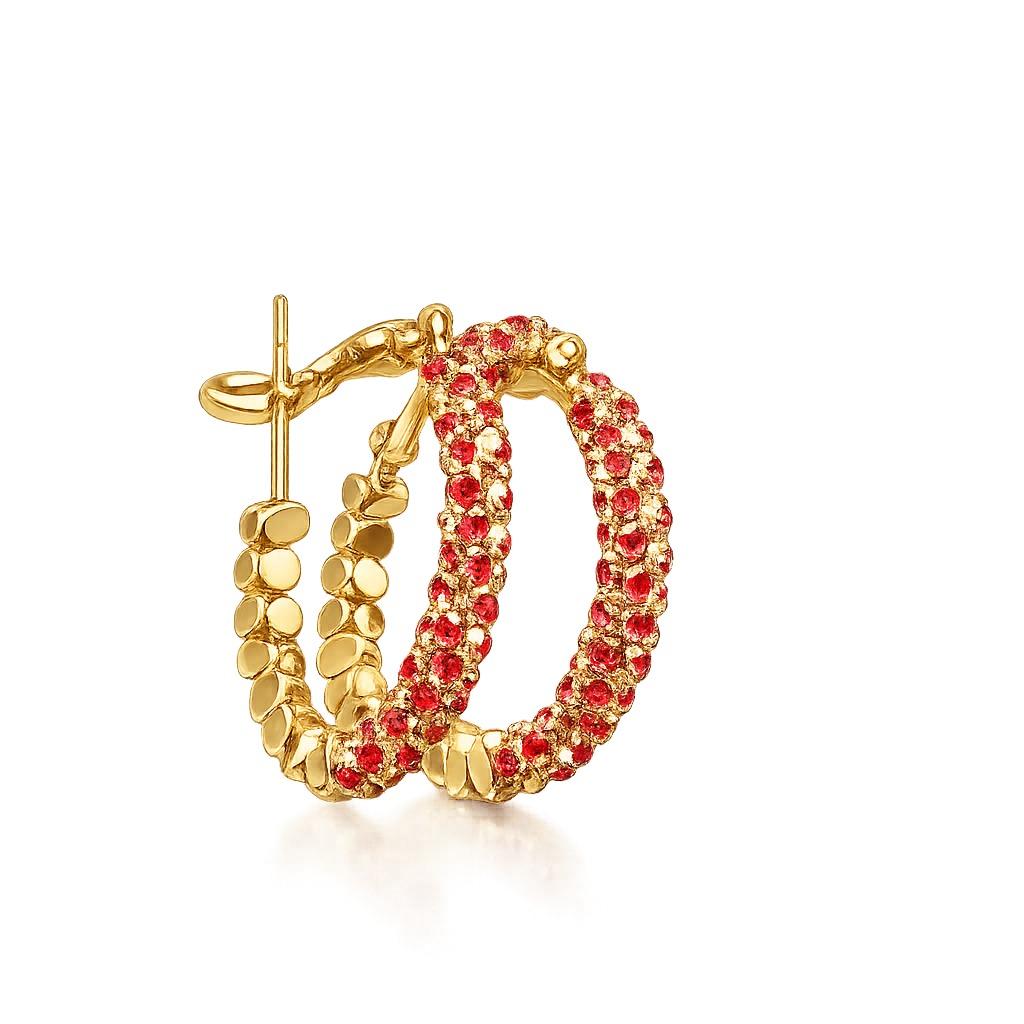Aretes de aro dorados con circonita roja, aretes llamativos para fiestas y salidas SUY