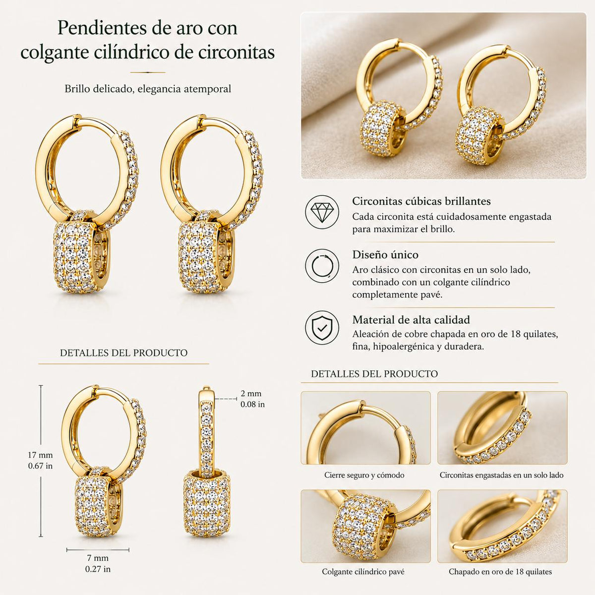 Aretes de aro doble dorado con muchas circonitas brillantes, aretes llamativos para fiesta, boda, noche, oficina y uso diario, joyería de moda para mujer SUY
