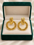 Aretes circulares texturizados dorados SUY, pendientes vintage para mujer