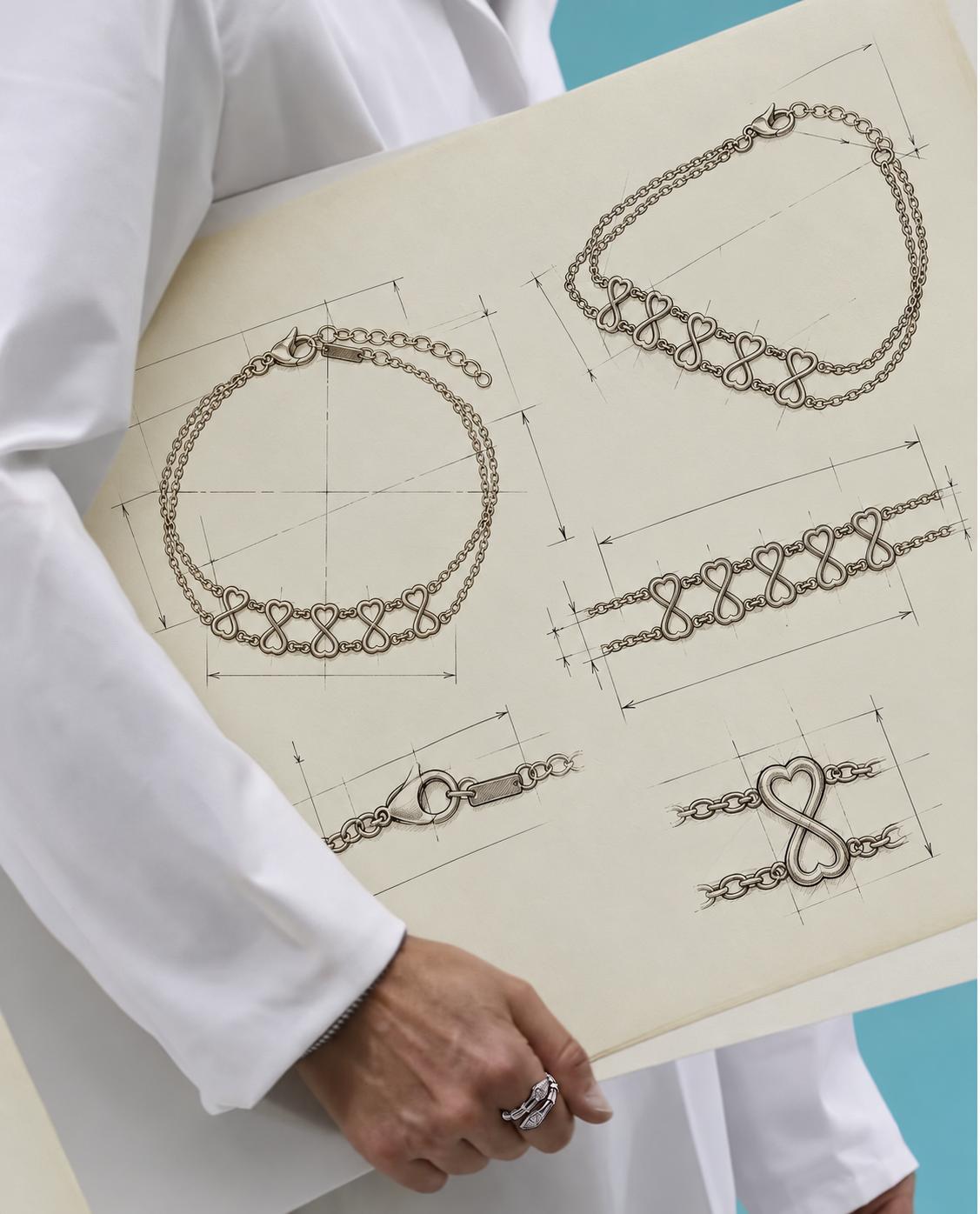 Pulsera Infinito en Oro — Diseño Doble Cadena, Elegante y Minimalista
