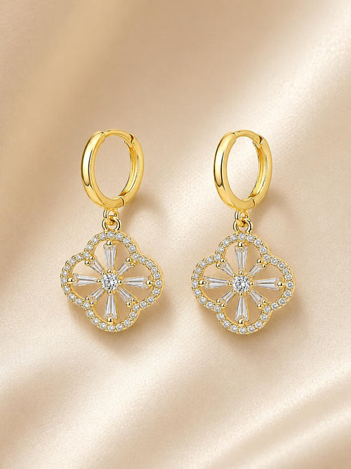 Aretes Colgantes Trébol De Cuatro Hojas Dorados Con Zirconia Brillante Pendientes Vintage Elegantes Para Uso Diario Fiesta Regalo SUY