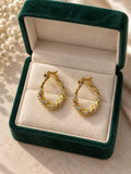 Aretes Arracadas Doradas Trenzadas con Circonias Brillantes, Diseño Vintage Elegante para Mujer SUY