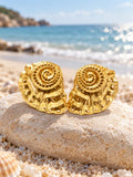 Aretes dorados con forma de caracol marino SUY, pendientes estilo playa para mujer