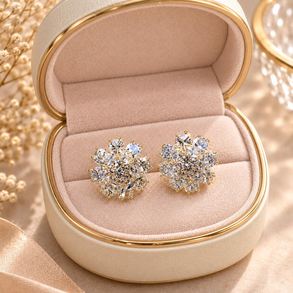 Pendientes cluster de circonita brillante SUY, aretes lujosos para mujer de fiesta