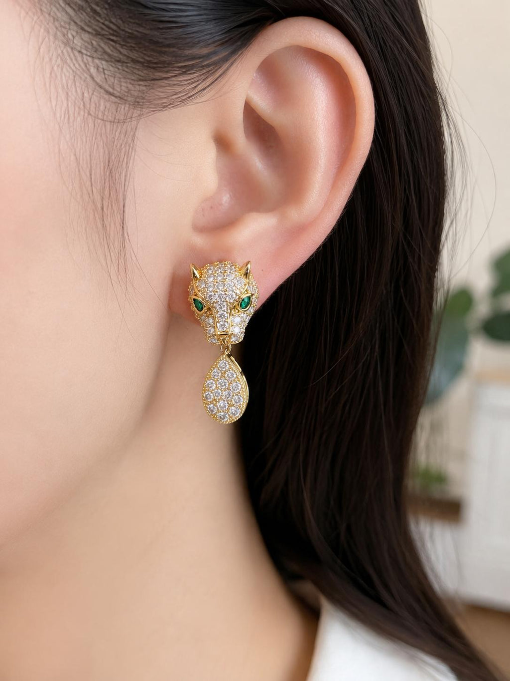 Aretes Lujo Leopardo Zirconias Gotas Brillantes para Fiesta SUY