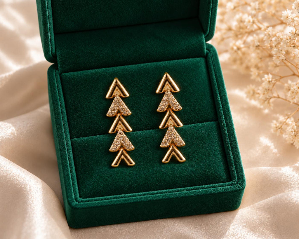 Pendientes largos dorados con piedras, diseño de triángulos geométricos, joyería elegante para mujer SUY