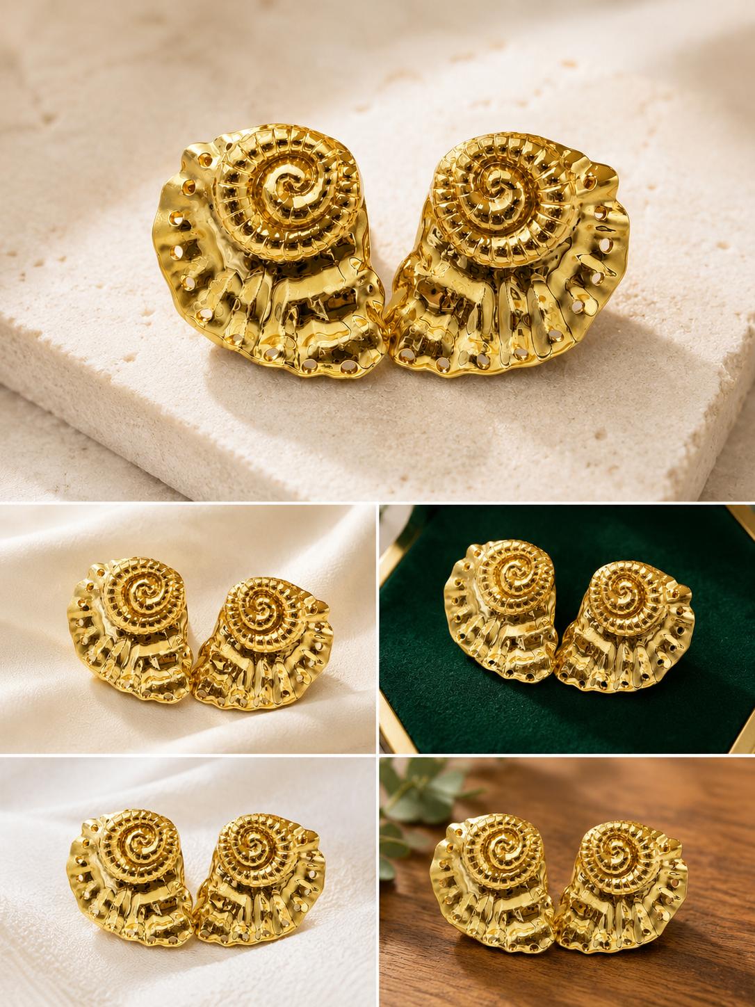 Aretes dorados con forma de caracol marino SUY, pendientes estilo playa para mujer