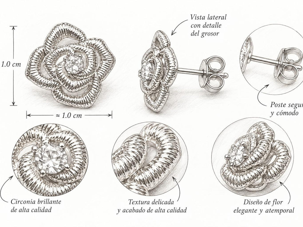 Aretes flor de rosa dorados con circonia brillante, joyería elegante para mujer SUY