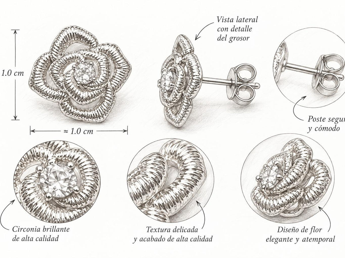Aretes flor de rosa dorados con circonia brillante, joyería elegante para mujer SUY