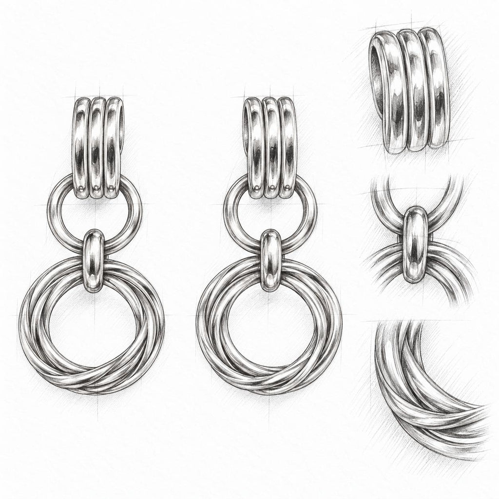 Aretes colgantes dorados para mujer con aros entrelazados, estilo elegante y moderno