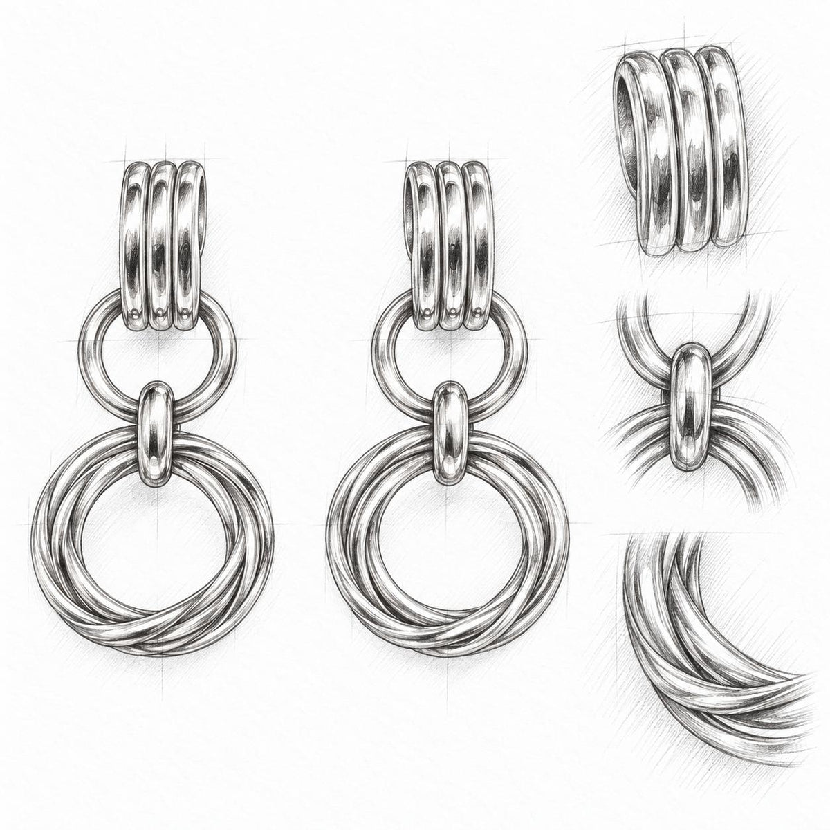 Aretes colgantes dorados para mujer con aros entrelazados, estilo elegante y moderno