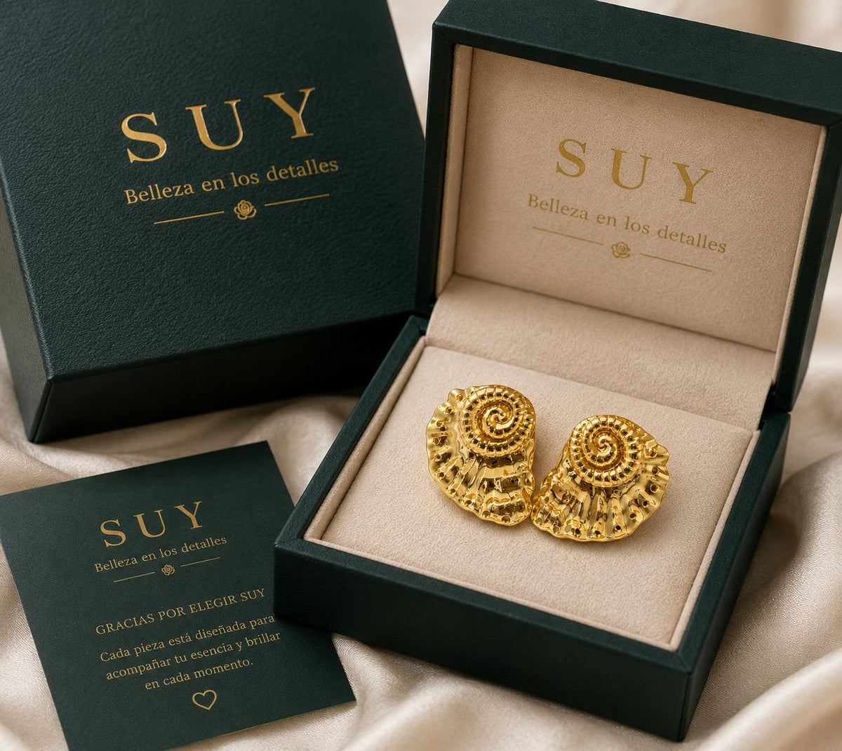 Aretes dorados con forma de caracol marino SUY, pendientes estilo playa para mujer