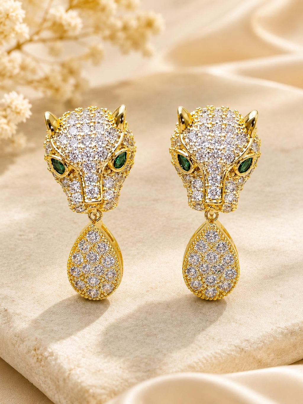 Aretes Lujo Leopardo Zirconias Gotas Brillantes para Fiesta SUY