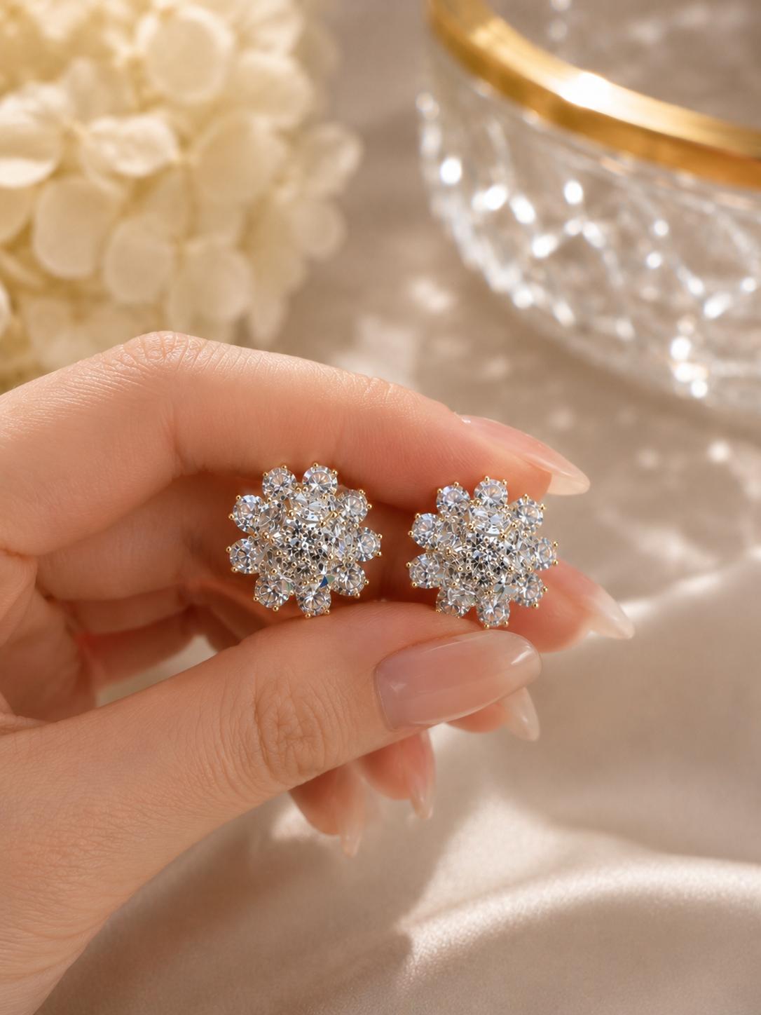 Pendientes cluster de circonita brillante SUY, aretes lujosos para mujer de fiesta