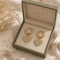 Aretes SUY Aros Dorados con Dije de Corazón Pavé